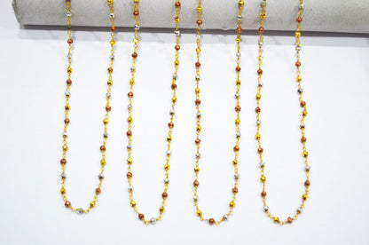 Multi Pyrite Faceted Rondelle Shape Rosary Beaded Chain , 3.25 - 3.50 mm , RB-5753