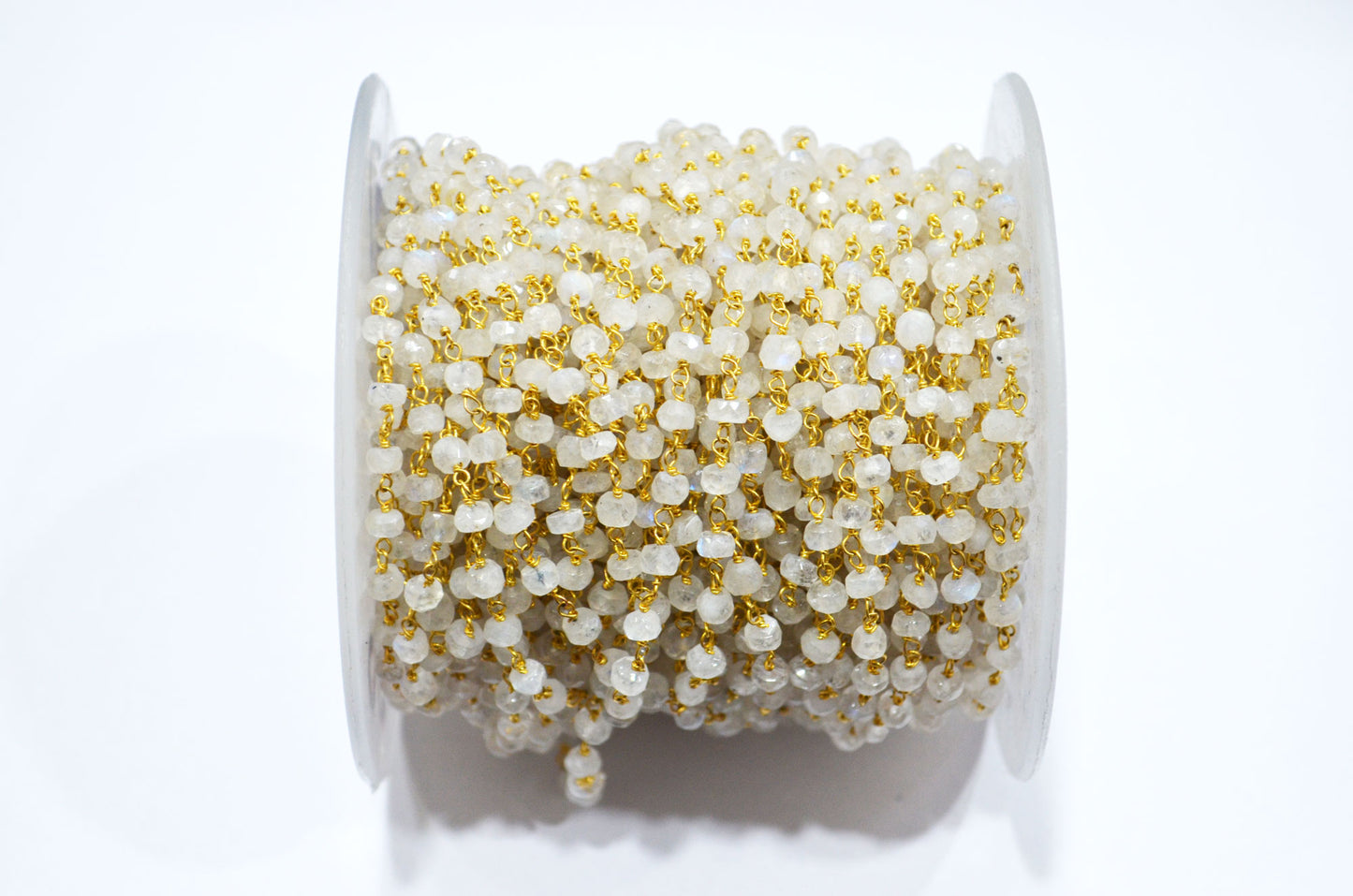 Rainbow Moonstone Faceted Rondelle Shape Rosary Beaded Chain , 4.50 - 5 mm , RB-5757