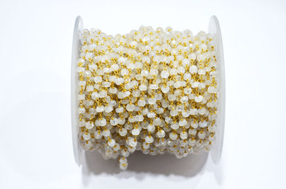 Rainbow Moonstone Faceted Rondelle Shape Rosary Beaded Chain , 4.50 - 5 mm , RB-5757