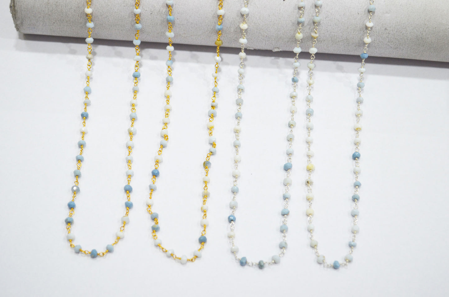 Denim Opal Faceted Rondelle Shape Rosary Beaded Chain , 3.50 - 4 mm , RB-5759