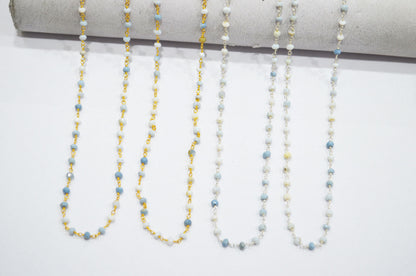 Denim Opal Faceted Rondelle Shape Rosary Beaded Chain , 3.50 - 4 mm , RB-5759