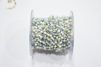 Denim Opal Faceted Rondelle Shape Rosary Beaded Chain , 3.50 - 4 mm , RB-5759