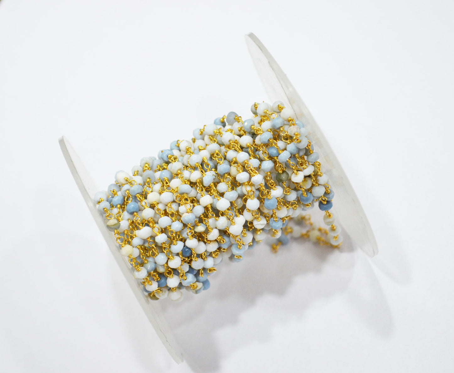 Denim Opal Faceted Rondelle Shape Rosary Beaded Chain , 3.50 - 4 mm , RB-5759