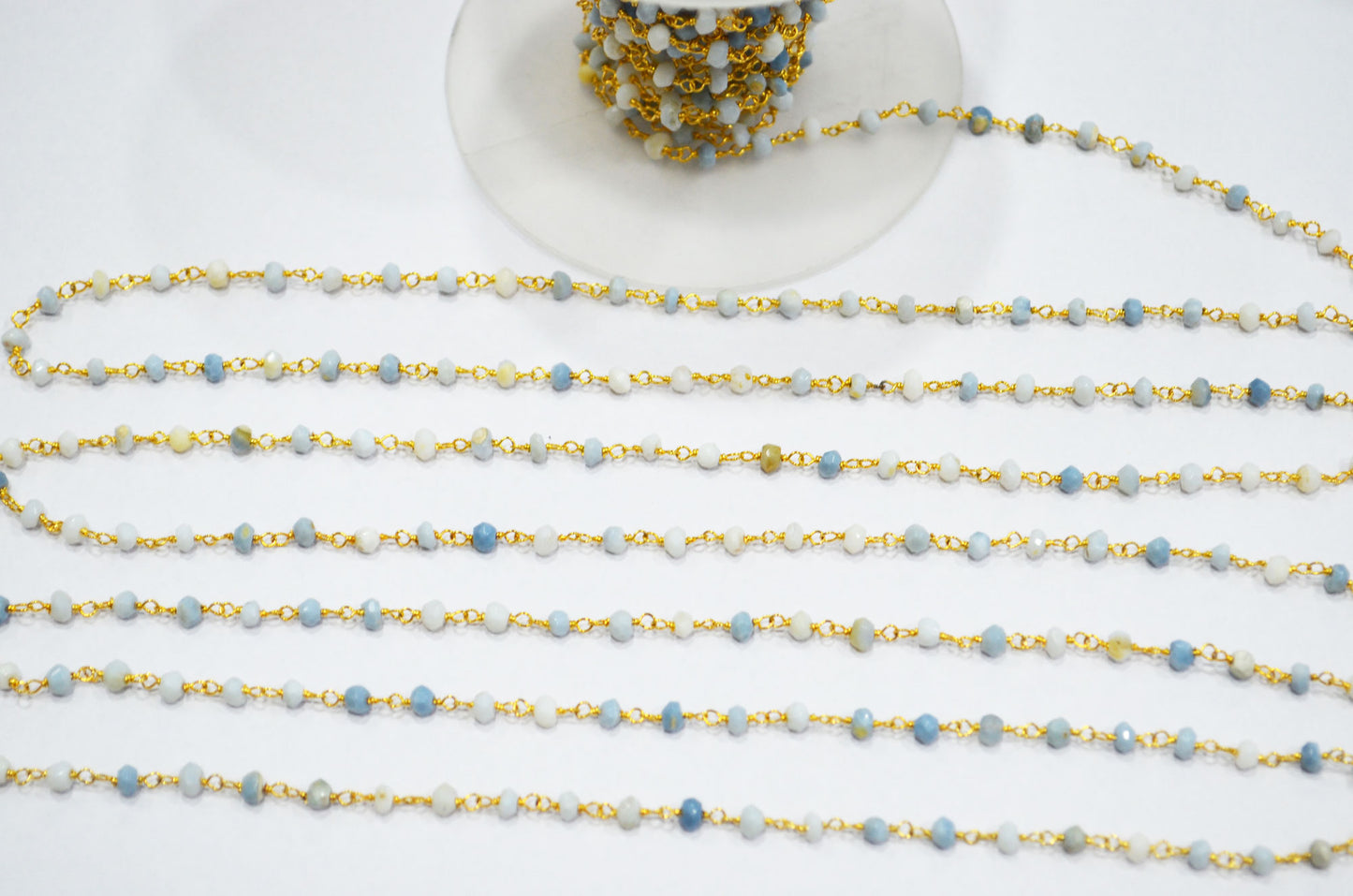 Denim Opal Faceted Rondelle Shape Rosary Beaded Chain , 3.50 - 4 mm , RB-5759