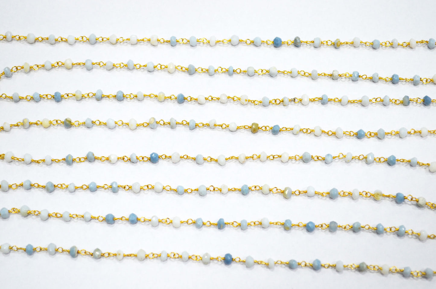 Denim Opal Faceted Rondelle Shape Rosary Beaded Chain , 3.50 - 4 mm , RB-5759