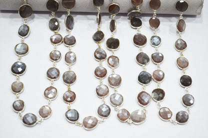 Chocolate Moonstone Faceted Free Form Shape Connector Chain , 12 - 15 mm , RB-5763