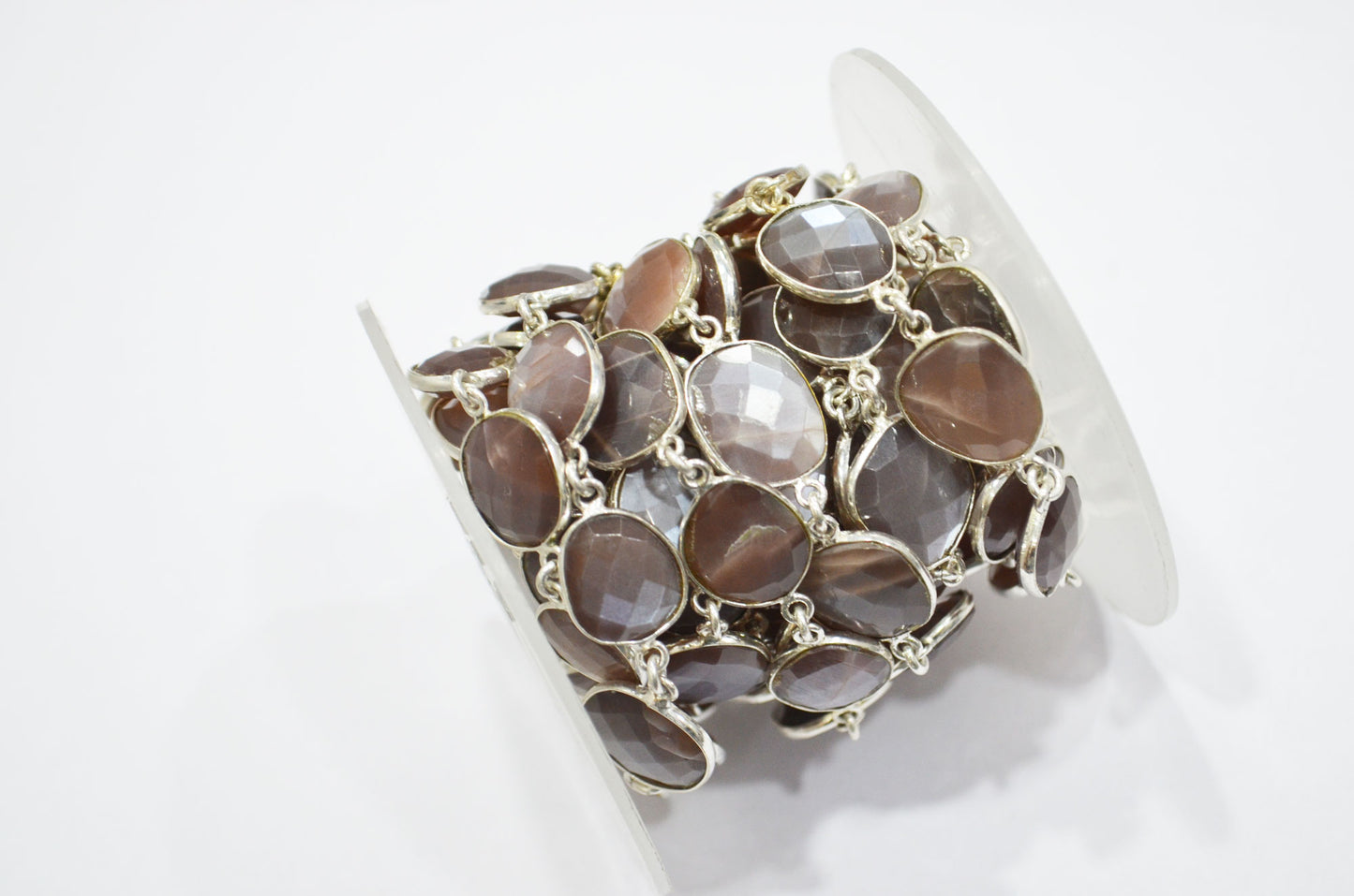 Chocolate Moonstone Faceted Free Form Shape Connector Chain , 12 - 15 mm , RB-5763