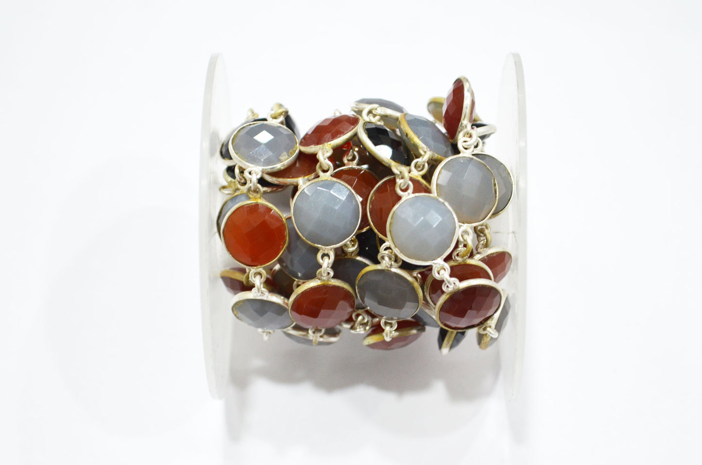 Multi Chalcedony Faceted Round Shape Connector Chain , 13 mm , RB-5766