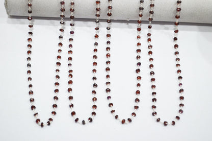 Mozambique Garnet Faceted Rondelle Shape Rosary Beaded Chain , 3.50 - 4 mm , RB-5768
