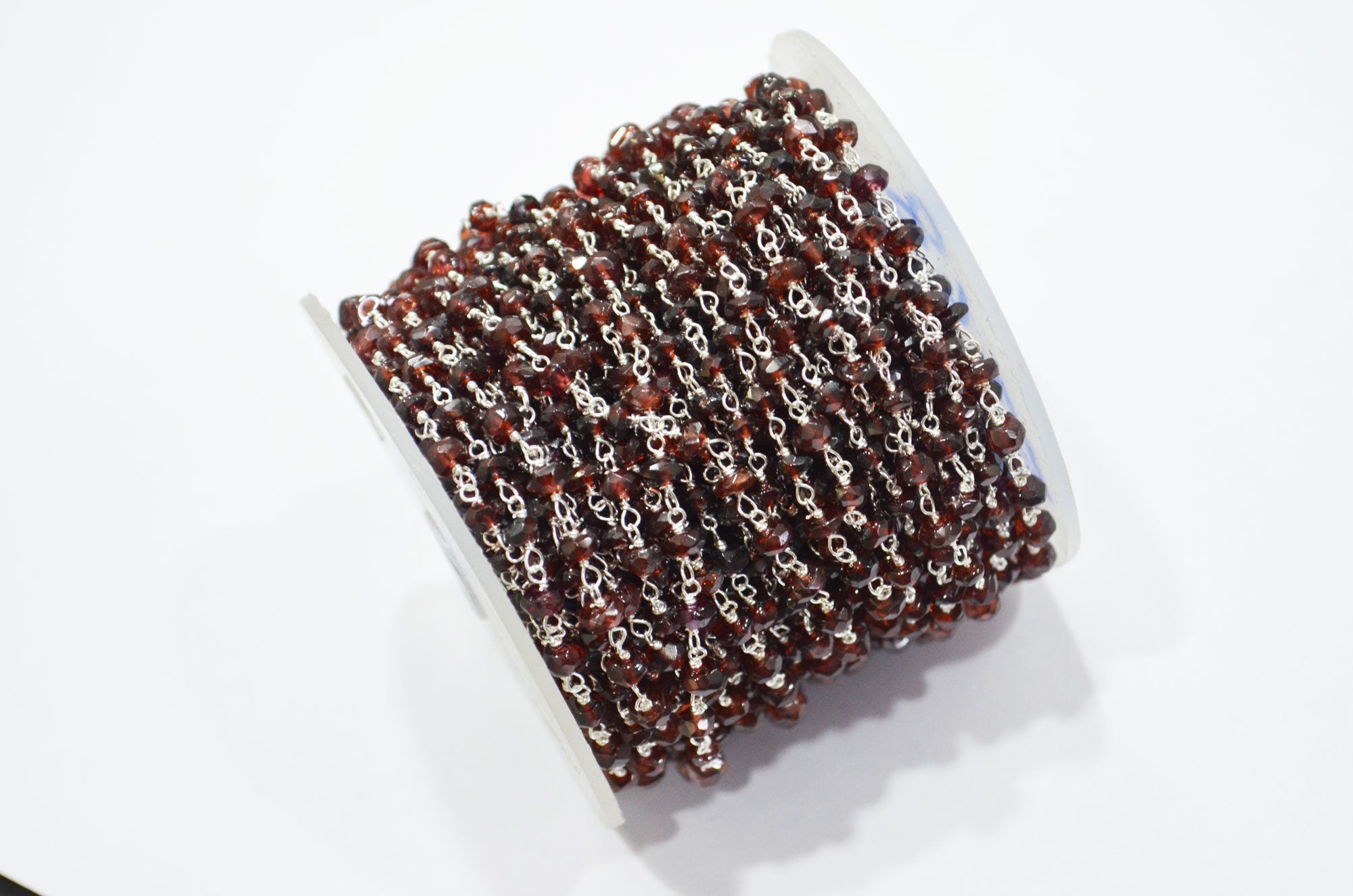 Mozambique Garnet Faceted Rondelle Shape Rosary Beaded Chain , 3.50 - 4 mm , RB-5768