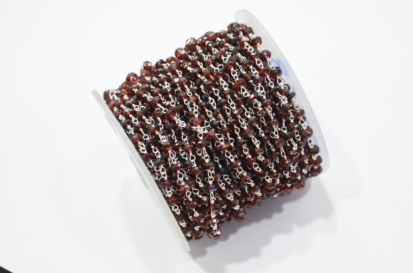 Mozambique Garnet Faceted Rondelle Shape Rosary Beaded Chain , 3.50 - 4 mm , RB-5768