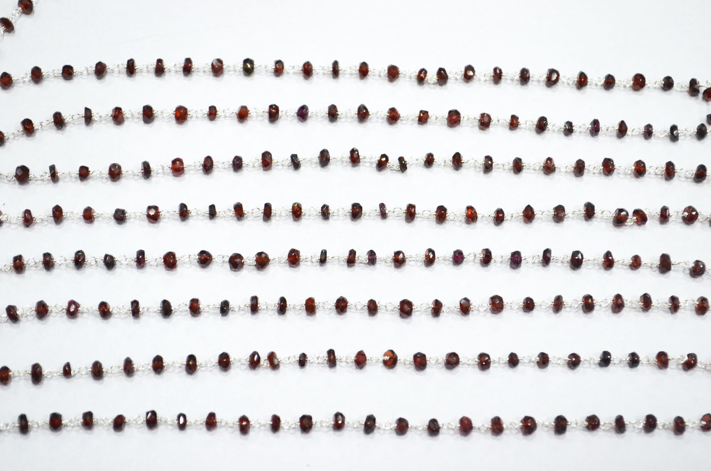 Mozambique Garnet Faceted Rondelle Shape Rosary Beaded Chain , 3.50 - 4 mm , RB-5768