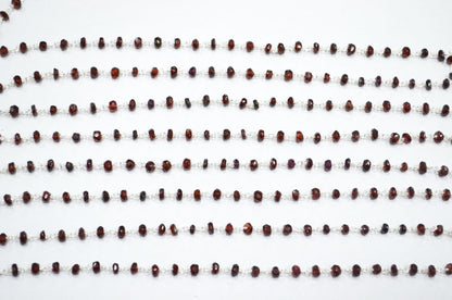 Mozambique Garnet Faceted Rondelle Shape Rosary Beaded Chain , 3.50 - 4 mm , RB-5768