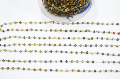 Bumble Bee Faceted Rondelle Shape Rosary Beaded Chain , 3.50 - 3.75 mm , RB-5769