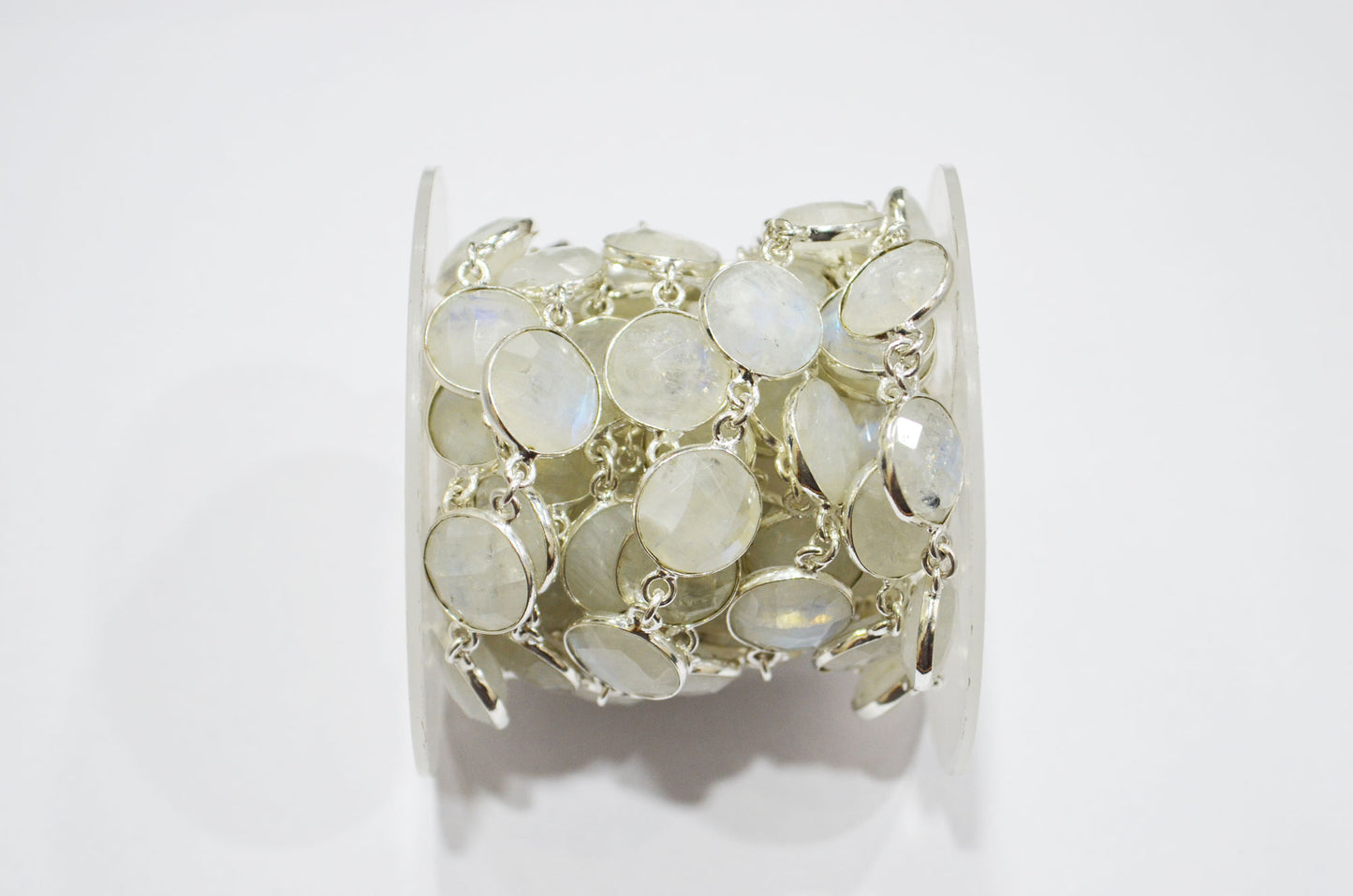 Rainbow Moonstone Round Shape Connector Chain , 14 mm , RB-5772