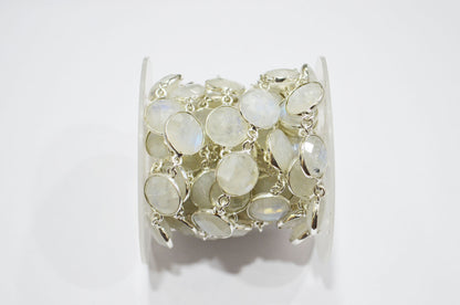 Rainbow Moonstone Round Shape Connector Chain , 14 mm , RB-5772