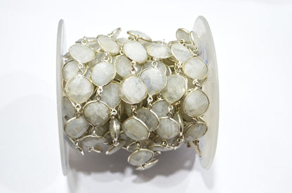 Rainbow Moonstone Heart Shape Connector Chain , 14 - 15 mm , RB-5773