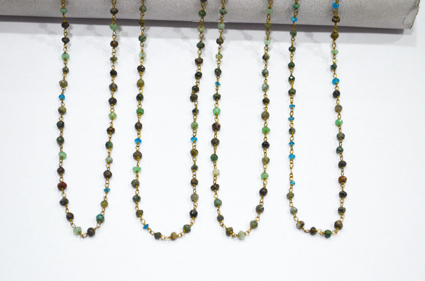 Chrysocolla Faceted Rondelle Shape Rosary Beaded Chain , 3.50 - 4 mm , RB-5776