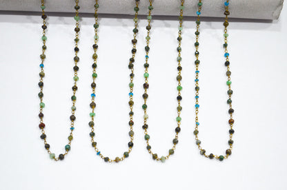 Chrysocolla Faceted Rondelle Shape Rosary Beaded Chain , 3.50 - 4 mm , RB-5776