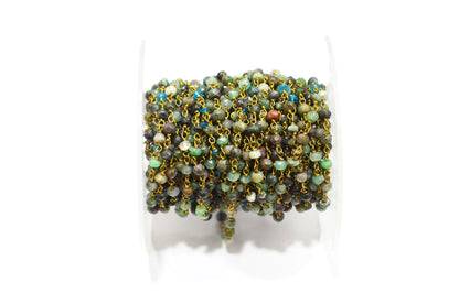 Chrysocolla Faceted Rondelle Shape Rosary Beaded Chain , 3.50 - 4 mm , RB-5776