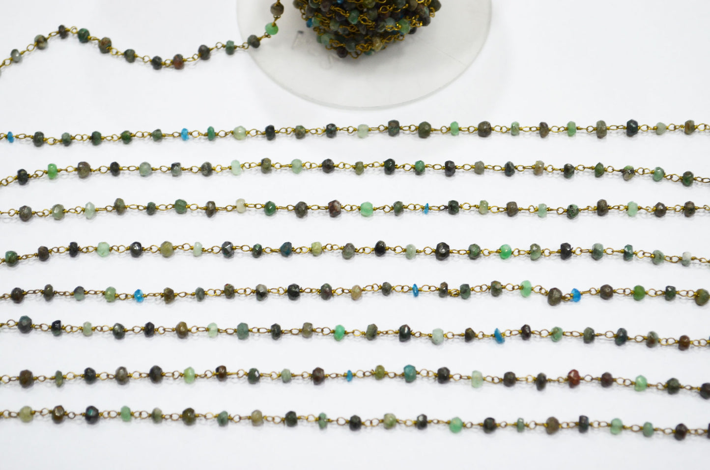 Chrysocolla Faceted Rondelle Shape Rosary Beaded Chain , 3.50 - 4 mm , RB-5776