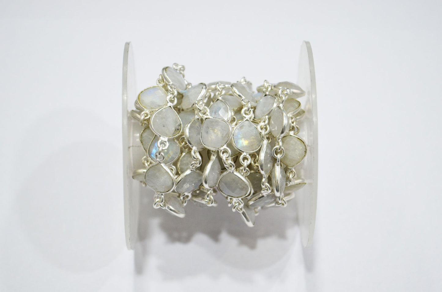 Rainbow Moonstone Heart Shape Connector Chain , 9 - 10 mm , RB-5780