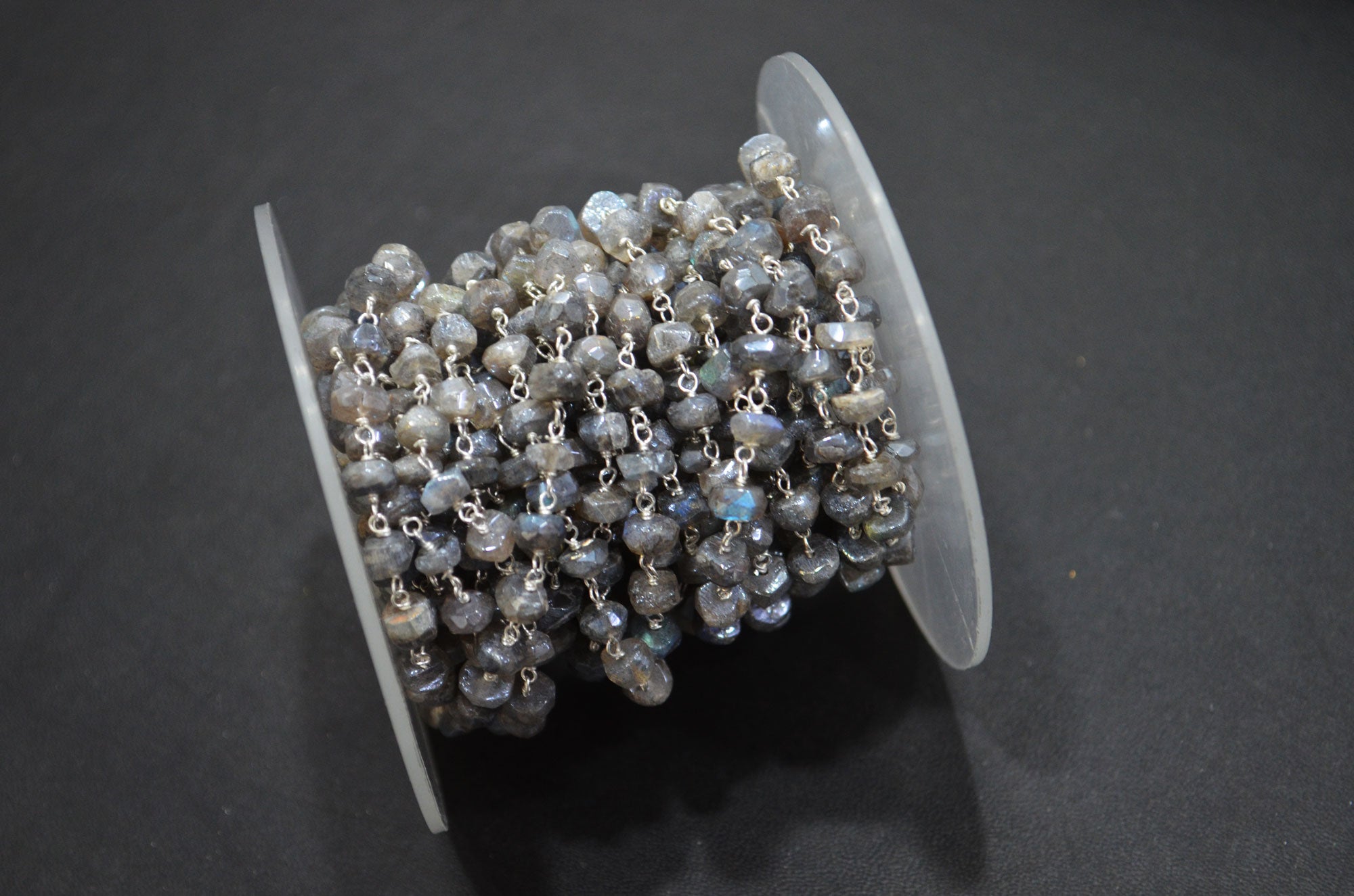 Mystic Labradorite Rondelle Shape Rosary Beaded Chain , 5 - 5.50 mm , RB-5785