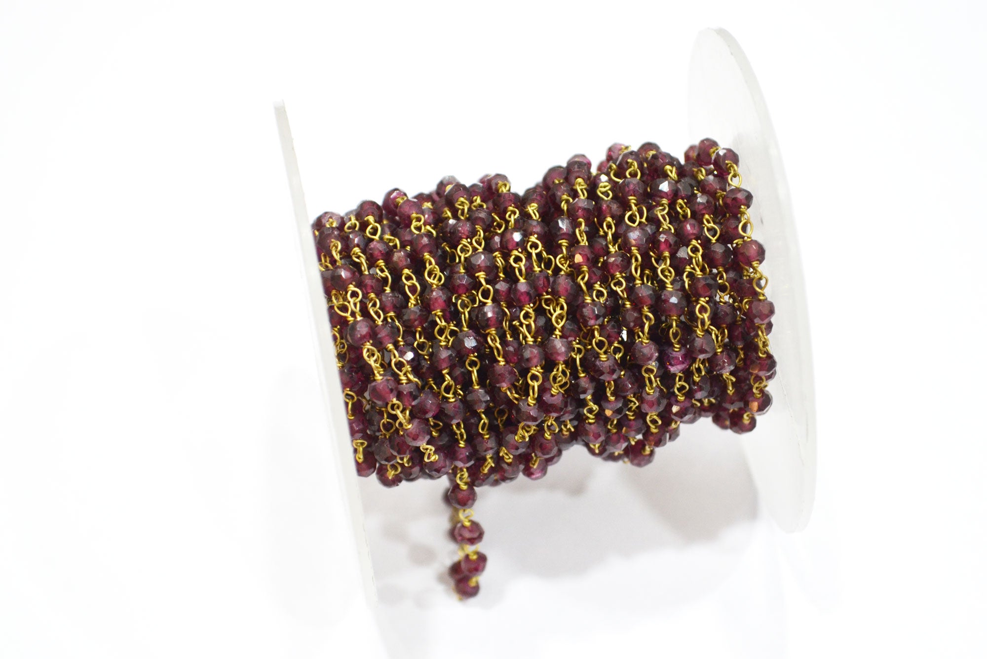 Rhodolite Garnet Faceted Rondelle Shape Rosary Beaded Chain , 3.50 - 4 mm , RB-5789