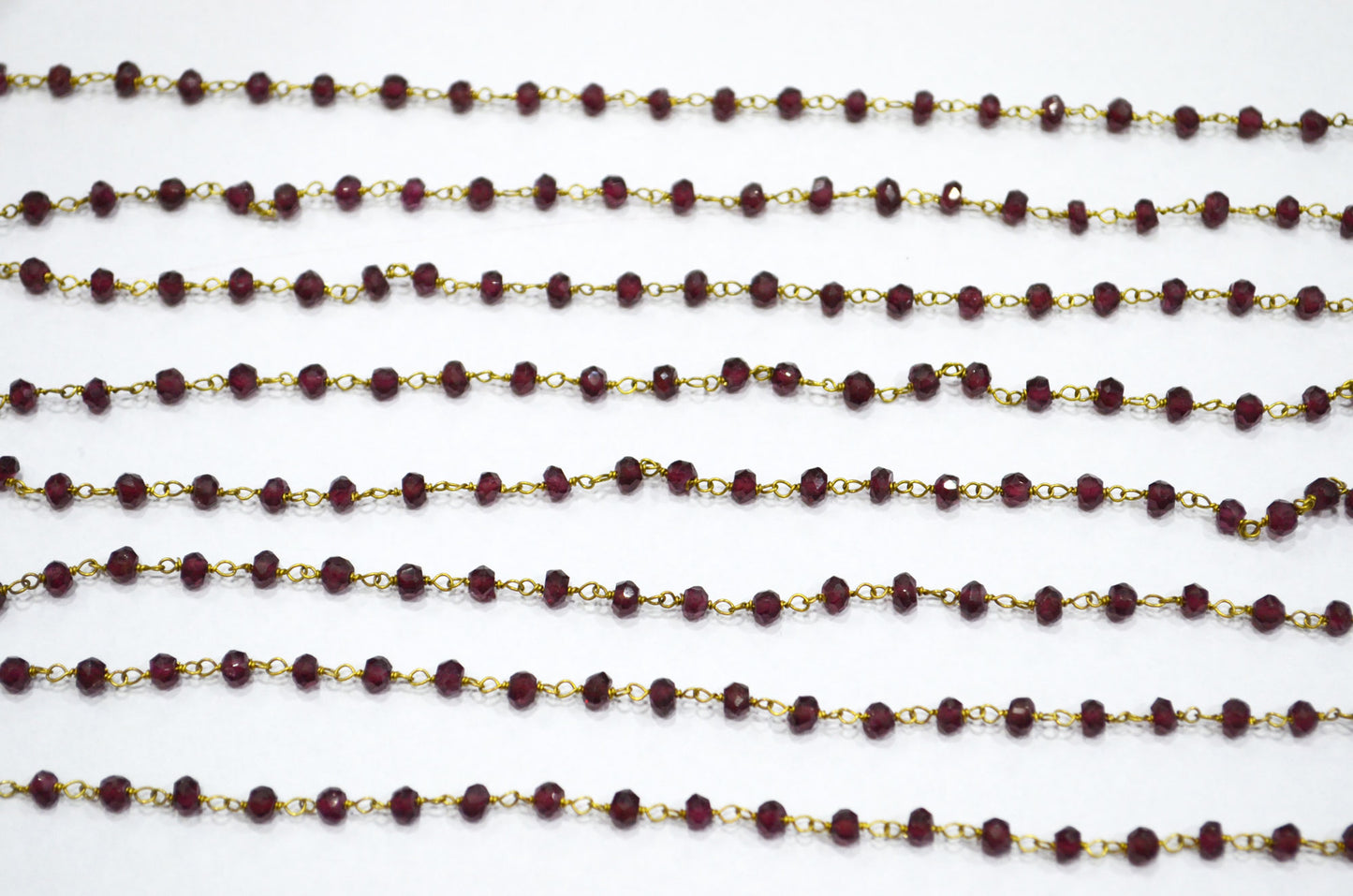 Rhodolite Garnet Faceted Rondelle Shape Rosary Beaded Chain , 3.50 - 4 mm , RB-5789