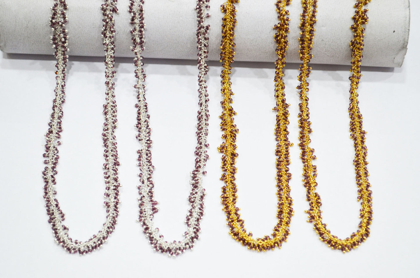 Lavender Hydro Quartz Smooth Round Shape Grape Chain , 2 mm , RB-5793