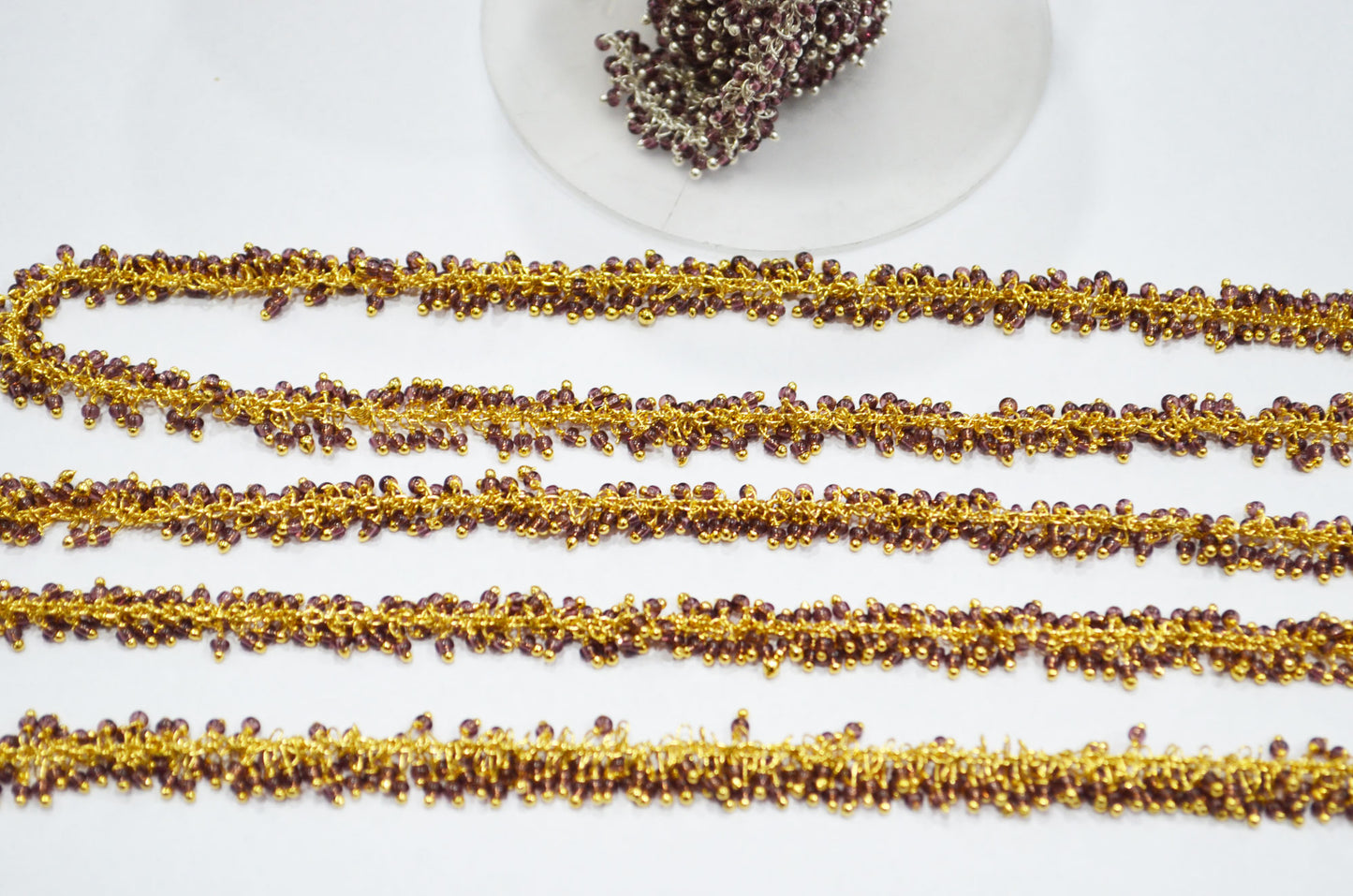 Lavender Hydro Quartz Smooth Round Shape Grape Chain , 2 mm , RB-5793