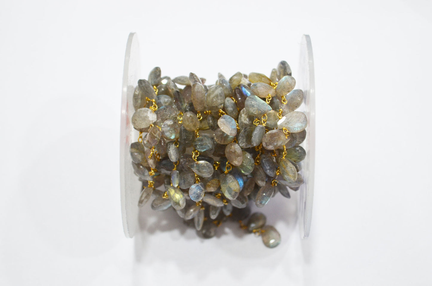 Labradorite Pear Shape Rosary Beaded Chain , Sold By Foot , 7 - 10 mm , RB-5796