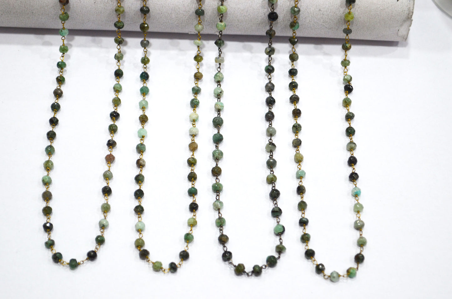 Emerald Faceted Rondelle Shape Rosary Beaded Chain , 4.50 - 5 mm , RB-5798