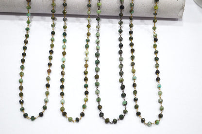 Emerald Faceted Rondelle Shape Rosary Beaded Chain , 4.50 - 5 mm , RB-5798