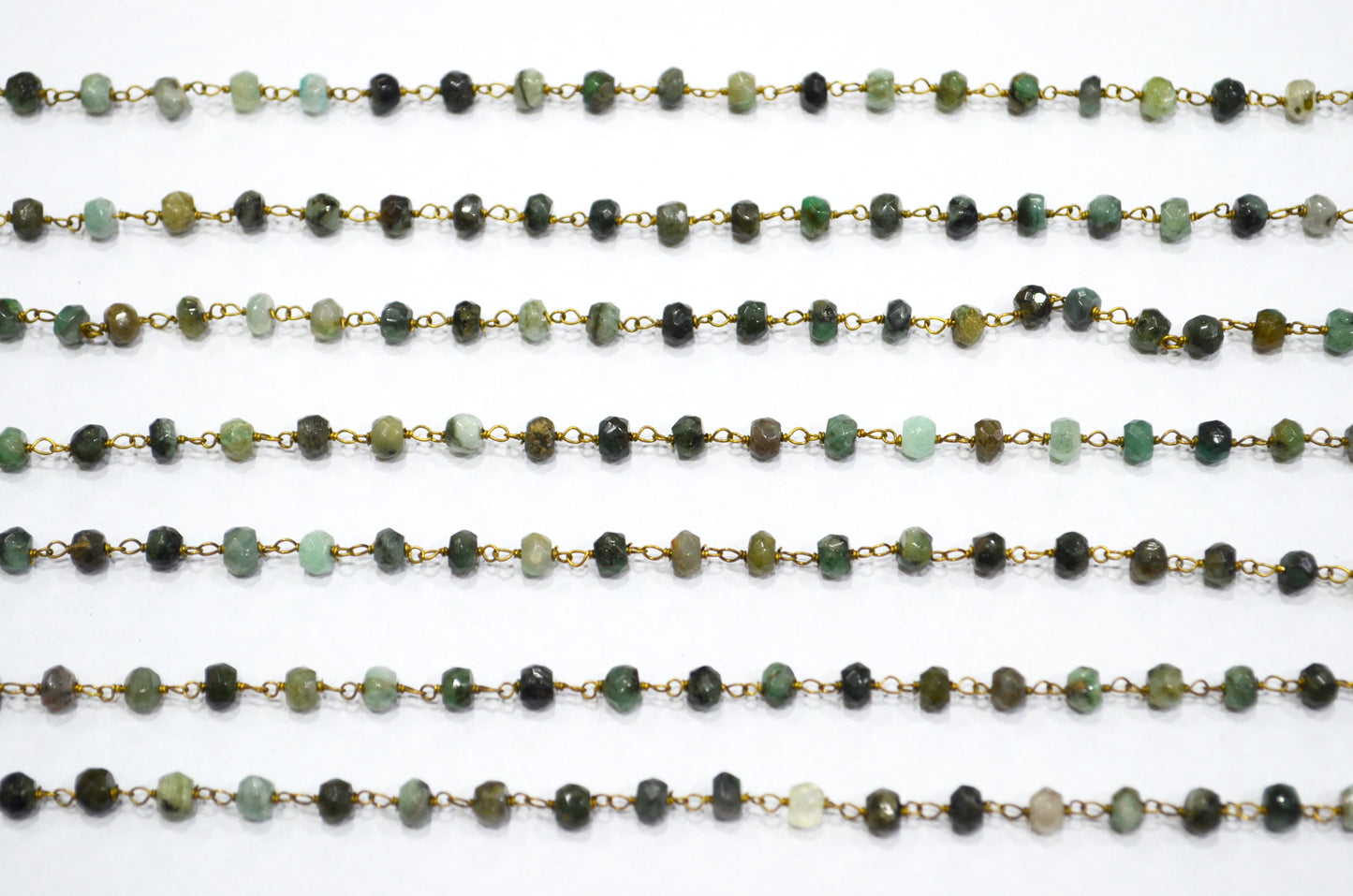 Emerald Faceted Rondelle Shape Rosary Beaded Chain , 4.50 - 5 mm , RB-5798