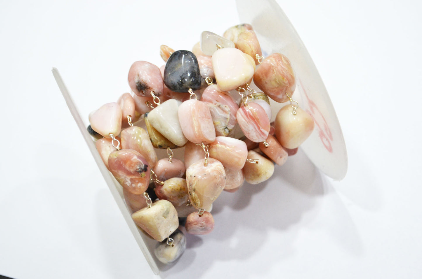 Pink Opal Nuggets Shape Rosary Beaded Chain , 15 - 20 mm , RB-5808