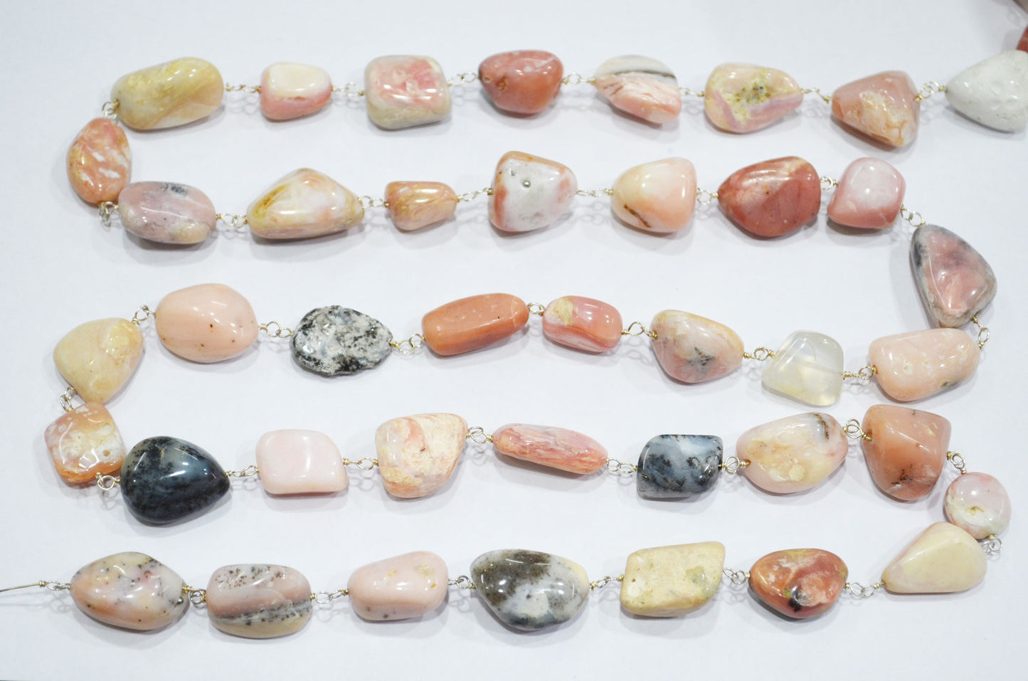 Pink Opal Nuggets Shape Rosary Beaded Chain , 15 - 20 mm , RB-5808