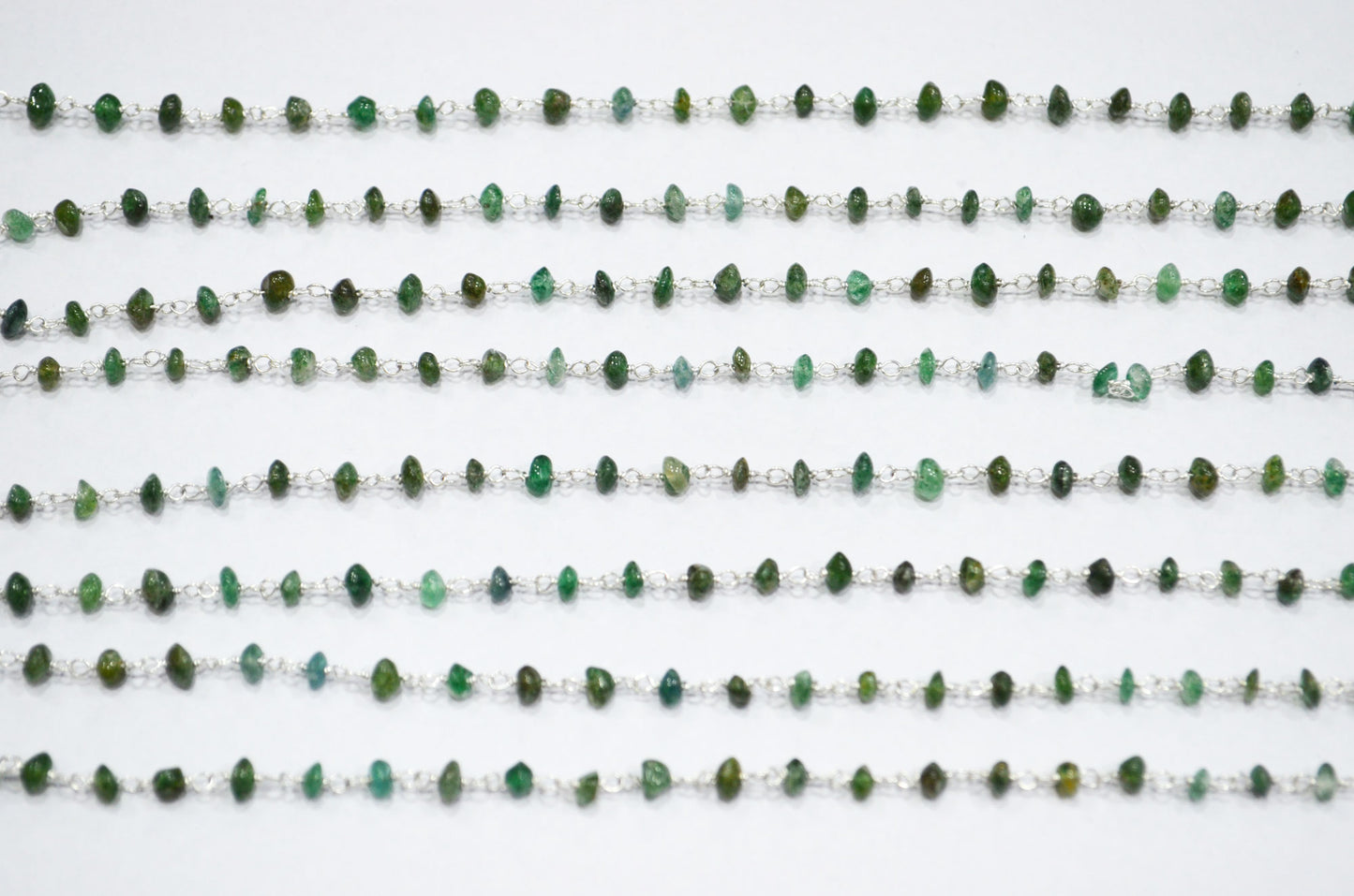 Green Aventurine Smooth Button Shape Rosary Beaded Chain , 3 - 3.50 mm , RB-5809