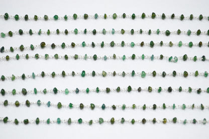 Green Aventurine Smooth Button Shape Rosary Beaded Chain , 3 - 3.50 mm , RB-5809