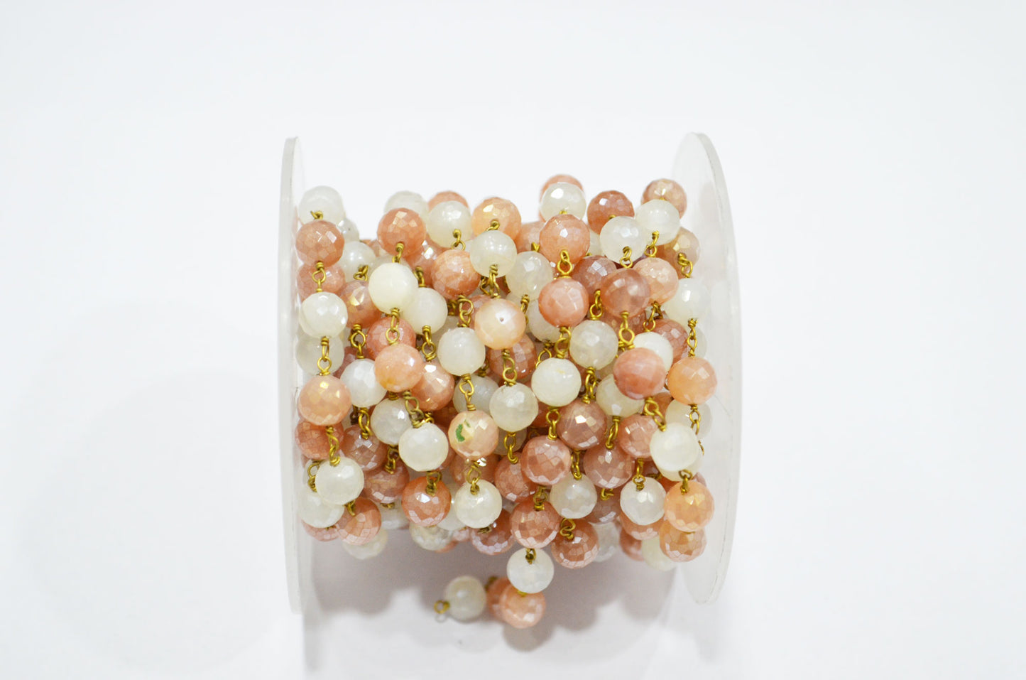 Mystic Multi Moonstone Faceted Round Shape Rosary Beaded Chain , 6.75 - 7.25 mm , RB-5817