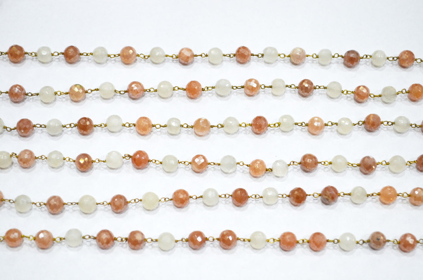 Mystic Multi Moonstone Faceted Round Shape Rosary Beaded Chain , 6.75 - 7.25 mm , RB-5817