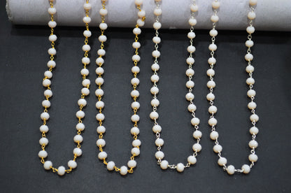Bone Hydro Quartz Faceted Rondelle Shape Rosary Beaded Chain , 5.50 - 6 mm , RB-5822