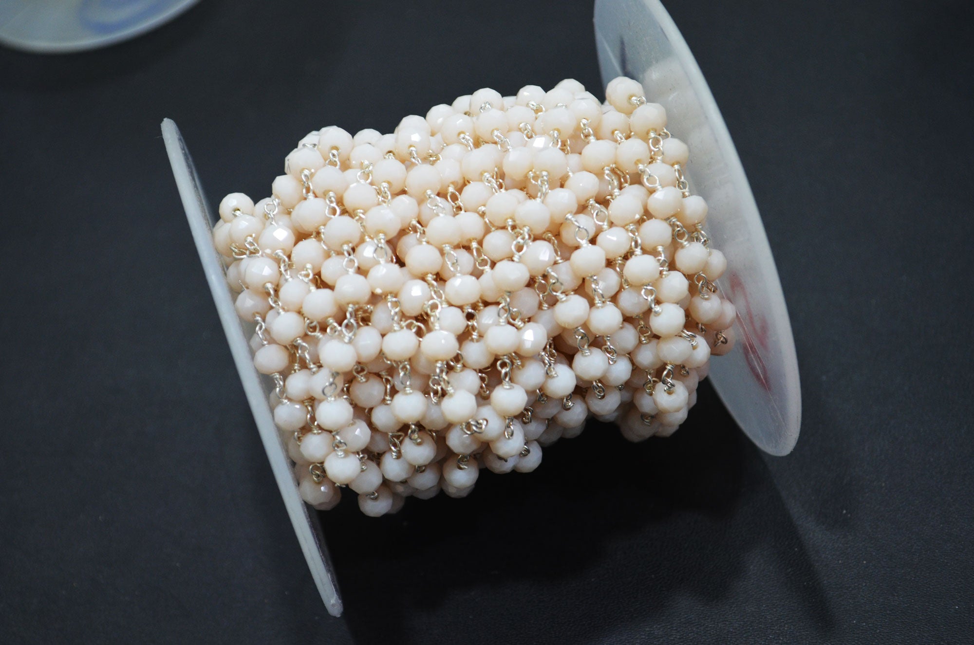 Bone Hydro Quartz Faceted Rondelle Shape Rosary Beaded Chain , 5.50 - 6 mm , RB-5822