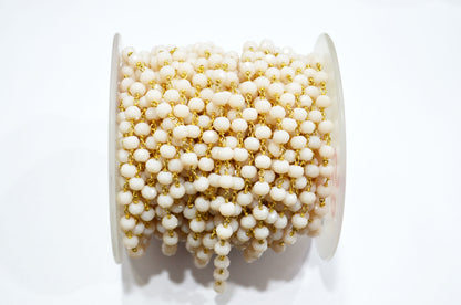 Bone Hydro Quartz Faceted Rondelle Shape Rosary Beaded Chain , 5.50 - 6 mm , RB-5822