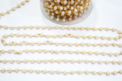 Bone Hydro Quartz Faceted Rondelle Shape Rosary Beaded Chain , 5.50 - 6 mm , RB-5822
