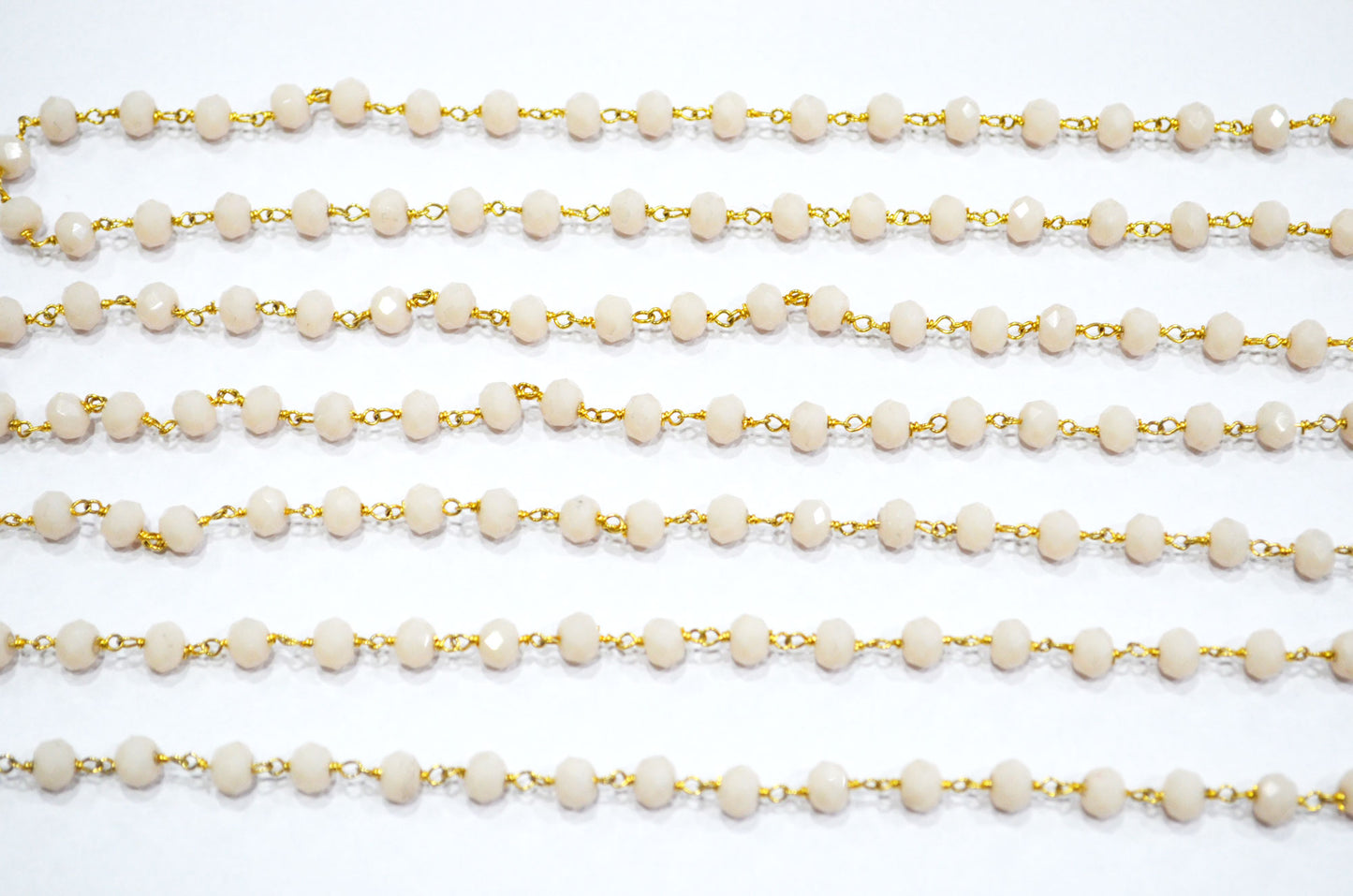 Bone Hydro Quartz Faceted Rondelle Shape Rosary Beaded Chain , 5.50 - 6 mm , RB-5822