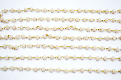 Bone Hydro Quartz Faceted Rondelle Shape Rosary Beaded Chain , 5.50 - 6 mm , RB-5822