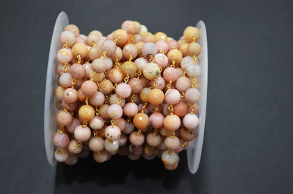 Pink Opal Round Shape Rosary Beaded Chain , 8 - 8.75 mm , RB-5823