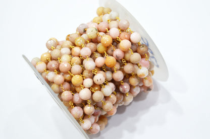 Pink Opal Round Shape Rosary Beaded Chain , 8 - 8.75 mm , RB-5823