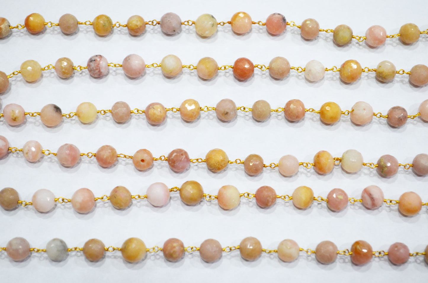 Pink Opal Round Shape Rosary Beaded Chain , 8 - 8.75 mm , RB-5823